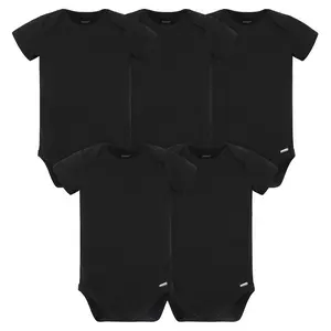 Gerber Baby Boys and Girls Onesies® Brand Short Sleeve Bodysuits, Black, 5-Pack