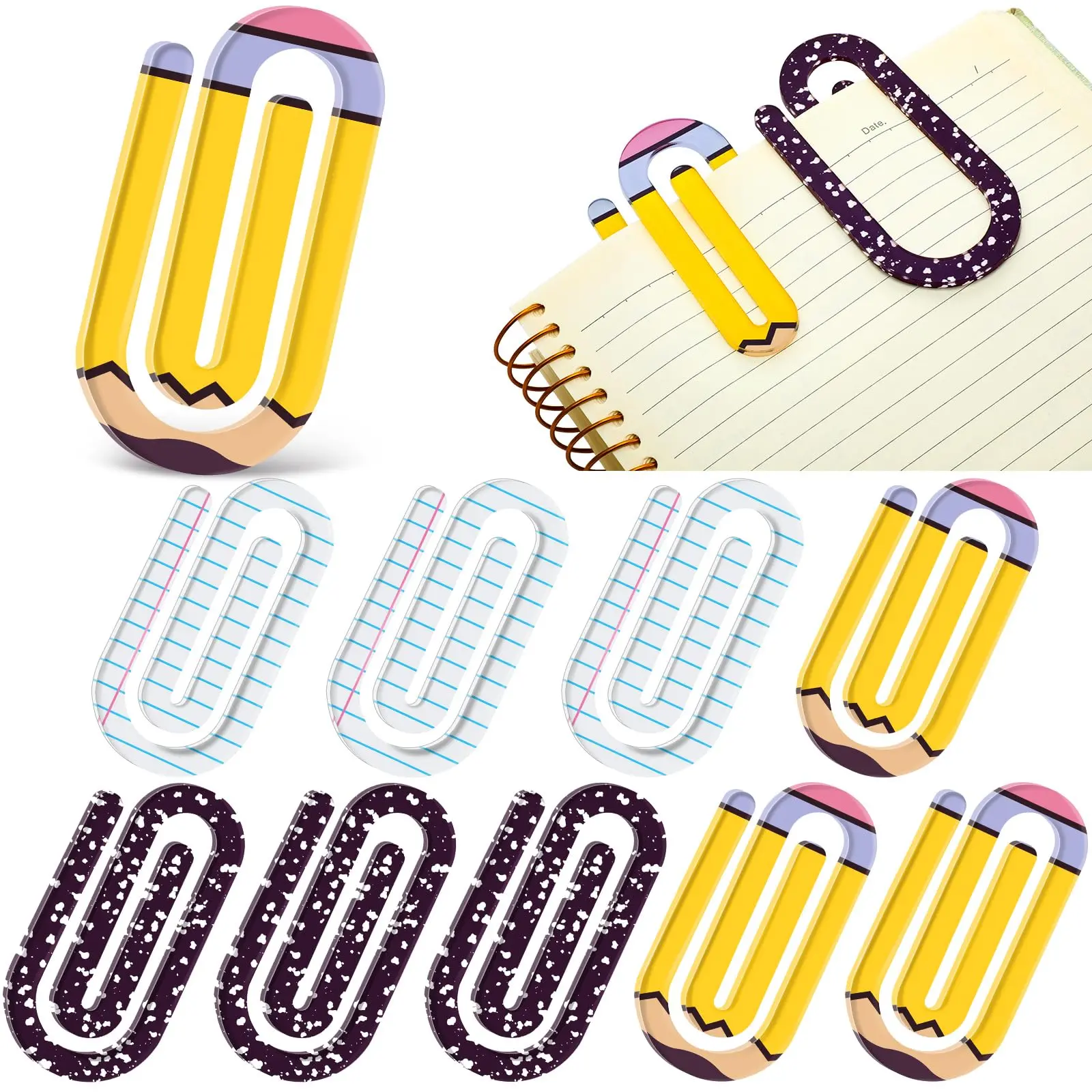 Gejoy Acrylic Paper Clips 4 Inch Jumbo Clear Clips Back to School Supplies Reading Bookmark Pencil Paper Clips Gift for Student Teache Must Have Office Supplies, Back to School Gift for Teacher