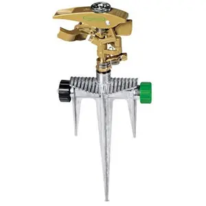 Fiskars 539476 Green Thumb Metal Pulsating Spike Sprinkler, Garden Watering Sprinkler, Tripod Sprinklers