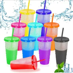 10pcs 24oz Color Changing Cups withLids and Straws, Color ChangingTumbler, Reusable Cups with Lids inMulticolors Perfect for Cold Drinks,Cold Coffee, Smoothie etc