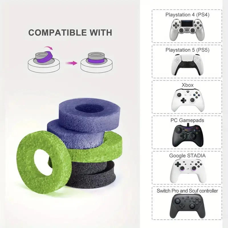 Gaming Thumbstick Precision Rings, Thumbstick Grips, 6/12pcs, Moisture-Wicking & Durable Material, Enhance Aiming & Control, Universal Fit, Console Controller Accessories, Game Console Accessories, Gaming Console Accessory, Gaming Items