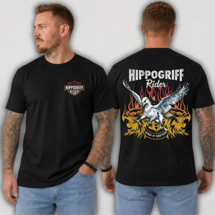 Hagrid's Hippogriff Rider tshirt Ride Magical Creatures ,Fantasy beast Graphic Tee, Retro Adventure Shirt, Unisex Vintage Cotton T-Shirt, Made in USA