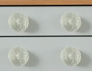 360 Stand Round Handle Drawer Pull Knobs - Set of 6, White Frosted Glass Faceted Globe Design, Frosted Finish, Includes Mounting Screws