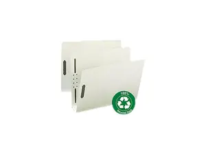 Smead Recycled Pressboard Fastener Folders Letter 3" Exp. Gray/Green 25/Box 15005