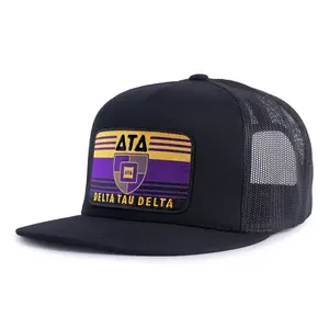 DELTA TAU DELTA 5-Panel Flat Camo Hat Black