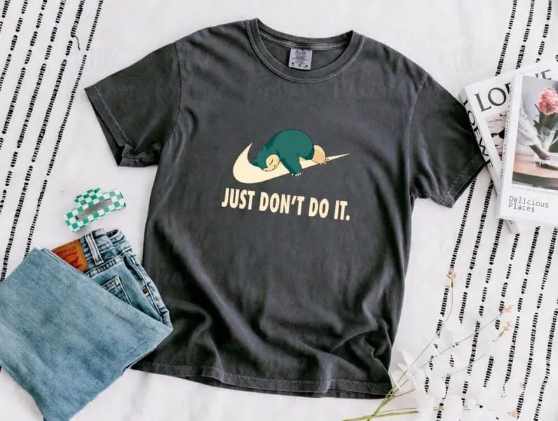 Comfort Colors Snorlax Shirt, Just Don’t Do It Meme Tee, Retro Anime Graphic Unisex Shirt, Funny Fan Gift, Birthday Gift