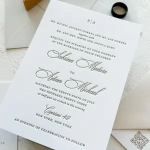 Letterpress Wedding Invitations - Custom Designs with Matching Cards Style 50