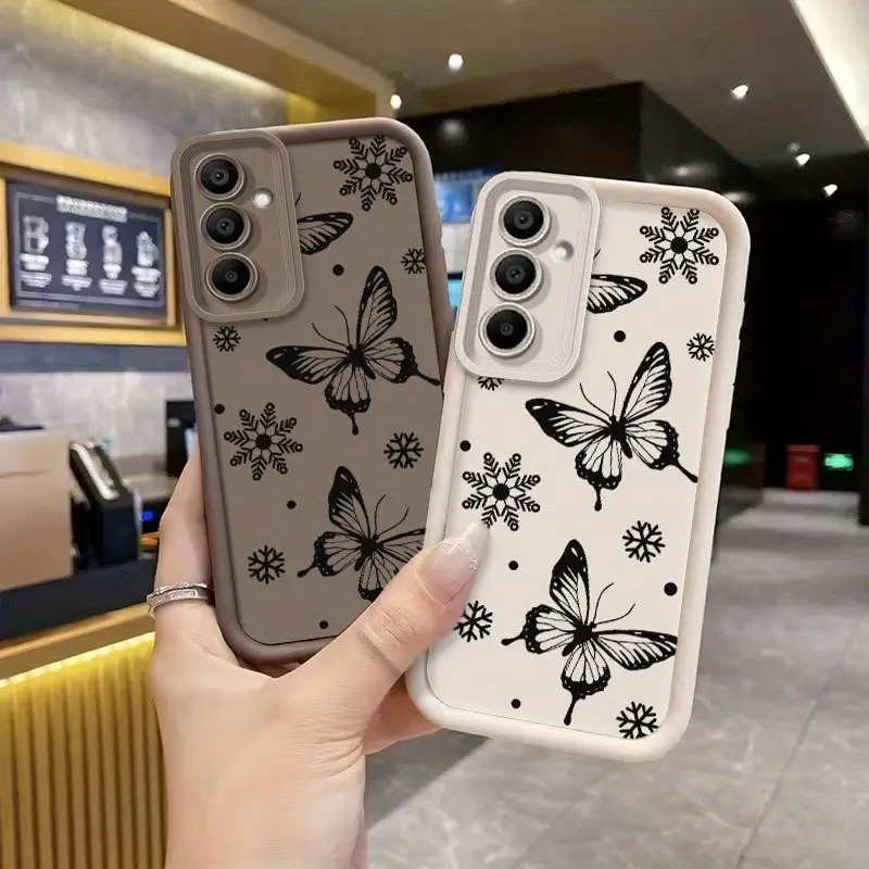[Luxury Shockproof Cover] Mobile Phone Case for Samsung for Galaxy A55 A54 A56 A36 A16 A53 A52 A25 A35 A52S A06 A26 A05 A05S A12 A13 A14 A15 A34 A33 5G A51 A71 4G Light Luxury Simple Exquisite Hollow Black Butterfly Angel Eye Lens Protective Cover