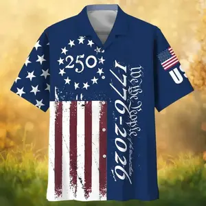 250 Years of Freedom 1776 - 2026 Hawaiian Shirt, US Flag Design Summer Button Down Shirt, Tropical Aloha Shirt, Gift for Him or Her
