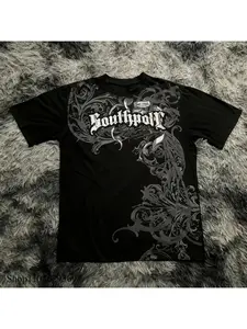 Classic Y2K Gothic T-shirt with printed oversized T-shirt, high street T-shirt, Gothic round neck top, new men's and women's T-shirt