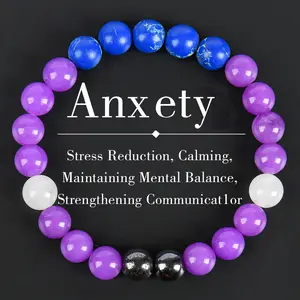 Stress-Relief Healing  - Anti-Anxiety Beaded Jewelry For Men & Women- Relaxing Calm, And Spiritual Balance first   pulsera  amatista unity  bracelet protection bracelet encouragement gift fashion artificial Colorblock Beaded Crystal Bracelet