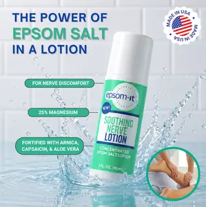 Epsom-It Soothing Nerve Lotion - Epsom Salt Magnesium Lotion & Topical Magnesium Cream with Capsaicin & Arnica for Sore Muscles & Better Sleep, 3oz