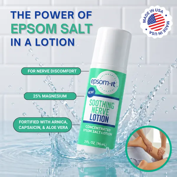 Epsom-It Soothing Nerve Lotion - Epsom Salt Magnesium Lotion & Topical Magnesium Cream with Capsaicin & Arnica for Sore Muscles & Better Sleep, 3oz