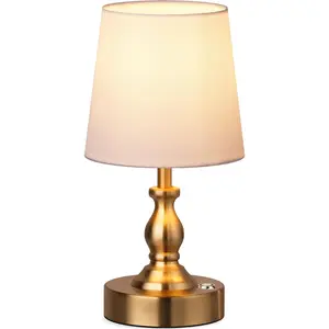 Mini Cordless LED Table Lamp, 5200mAh Rechargeable Battery Operated Lamp, 3-Level Brightness, Touch Dimmable Desk Lamp, Bedside Night Light for Patio Camping Restaurant Home, Antique Brass