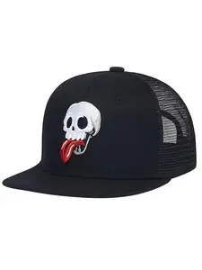 Flat Bill Hats for Men Snapback Adjustable Cap Statement Cap Skull Skeleton Hats Black High Quality Hat for Teen Boys Skateboard Hats Baseball Cap Casual Hat