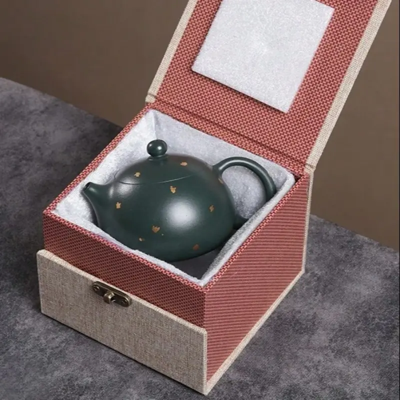 Yixing Handmade Gold Leaf Zisha Teapot Set, High-End Tea Ceremony Gift Box, Traditional Chinese Style Home Office Use