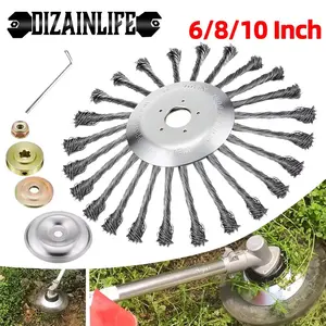 10 Inch Steel Wire Wheel Brush Universal Garden Grass Trimmer Head Removal Rust Weed Brush Cutter Head Lawn Mower Brush Cutter Parts Tool