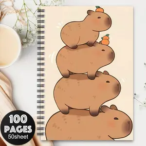 1 Capybara, Brown design, spiral binding, suitable for school, office, travel, Pages for writing, drawing, organizing, Perfect gift for animal lovers, students, teachers, wildlife stationery Spiral Notebook Journal, Spiral Coil Notebook