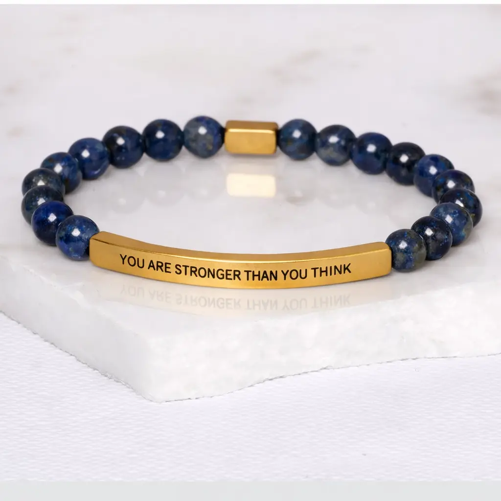 YOU ARE STRONGER THAN YOU THINK Blue Lapis Bracelet