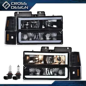 CROSSDESIGN LED DRL Headlights Lamp Fit For 1994-1998 GMC C10 C/K C1500 C2500 C3500