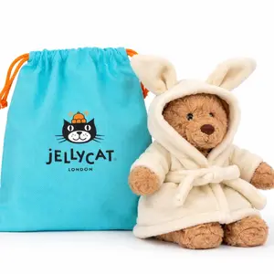 Jellycat Cozy Bathrobe Brown Teddy | Ultra-Soft Plush Bear Toy | Cute Gift with Bag