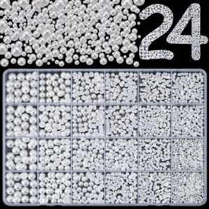 1Box flat back pearls for crafting white pearl beads for jewelry making nail pearls for nail art small and big half pearls for crafting