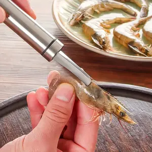 Stainless Steel Shrimp Peeler Tool |   Ergonomic Handle Seafood Shell Remover, Shrimp Cleaning Knife, Kitchen Meat Deboning Utensil