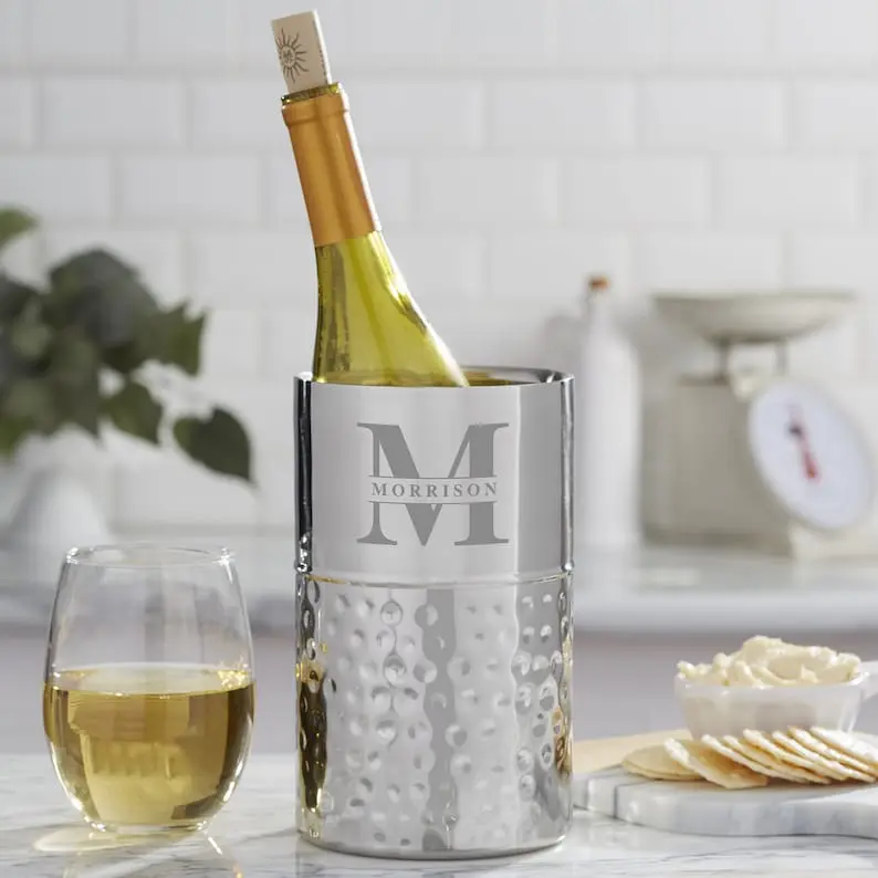 Lavish Last Name Personalized Wine Chiller with Gold Cap - Ideal for Personalized Wine Gifts and Birthday Gifts