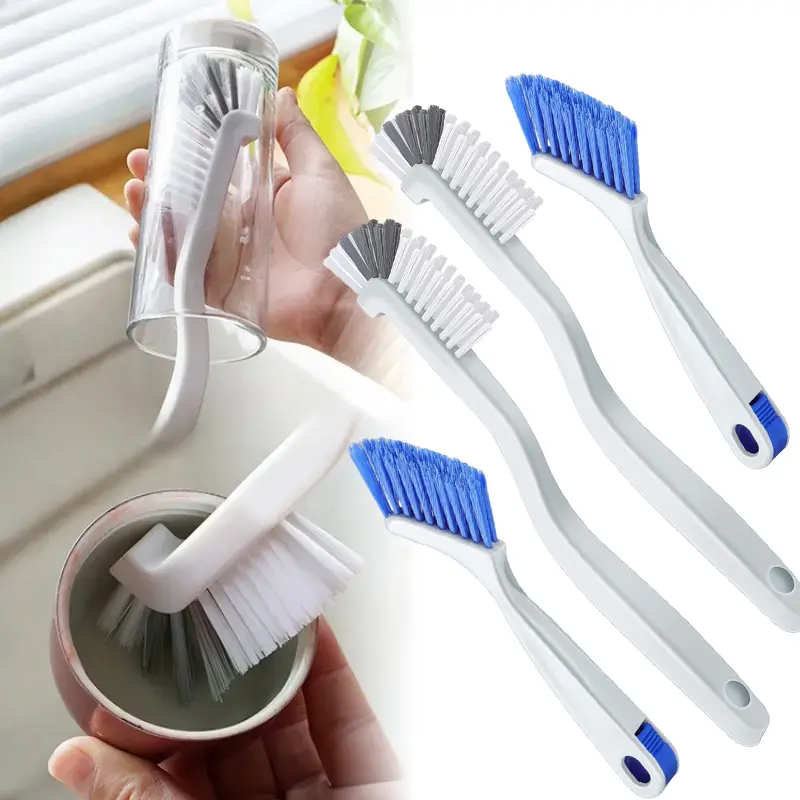 4 Pieces Small Cleaning Brush Set Multi Purpose Cleaning Brush Household Use Small Scrub Brushes for Cleaning Kitchen Sink Corner Sliding Door Window Easy Cleaning Brushes Supplies