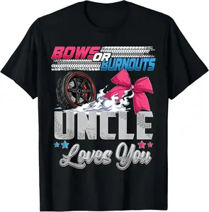 100%cotton burnouts or bows gender reveal Party Announcement Uncle T-Shirt women's  graphic  tees Top Vintage