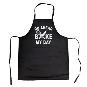 Go Ahead Bake My Day Cookout Apron Funny Kitchen Cooking Sarcastic Smock Chef Funny Aprons Adjustable Household Items Graphic Print Funny Food Cover Grilling Apparel for Men Black