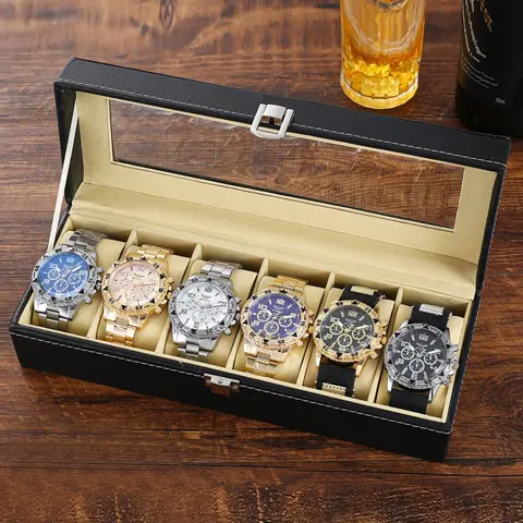Men's Business Round Dial Analog Quartz Watch Set, Men's Watch Set with Box, Fashionable Wristwatch Set for Men As Gift, National Day Offers, Casual Wristwatch Set, Quartz Wristwatches, Boxed Watches