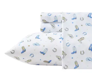 Wrangler Rodeo Star White/Blue Microfiber Twin Sheet Set