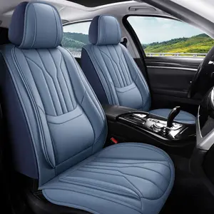 OTOEZ Universal Nappa Leather Car Seat Covers with Lumbar Support Cushion Waterproof Airbag Compatible Full Set for 5 Seats Auto Seat Protectors for Women Interior