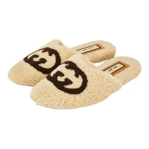 Pre-owned GUCCI Others Small Leather Goods Interlocking G Shearling Sandals