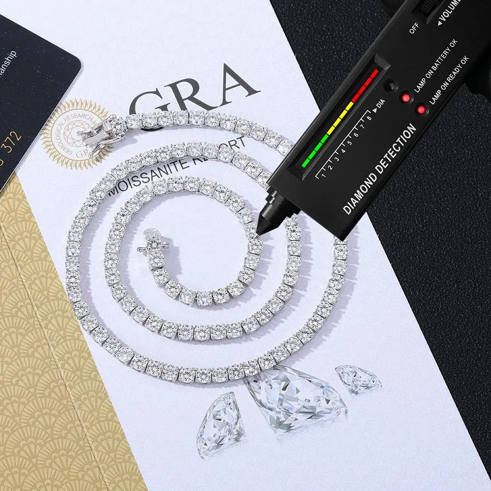 Loveden Iced‑Out GRA Lab‑Created Moissanite Tennis Chain, 2‑5MM Width 3‑Tone Gold/Rose‑Gold/White‑Gold, Unisex Adjustable Bracelet Necklace 2‑in‑1, Sparkly Cubic Zirconia Stackable Street Jewelry, Wedding Party Daily Gift,T001