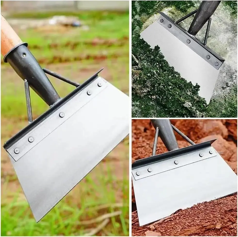 Stainless Steel Multifunctional Garden Cleaning Shovel (Handle Not Included, Fits Most Garden Handles, Easy Attachment, Longer Life) for Gardening, Landscaping, Heavy-Duty Weeding, Planting