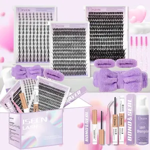 Mixed Length Individual False Eyelashes Kit, Natural Look Eyelash Extensions with Lash Bond and Seal & Remover & Tweezers & Brush & Headbands & Wristbands, Etc, Eyelash Enhancements, Eyelash Glue Extension, Makeup Set, Eyelash Clusters, Spring gift