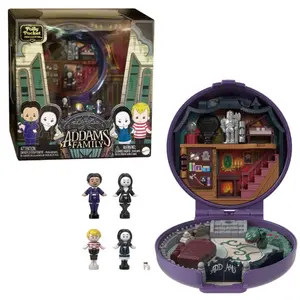 Polly Pocket Collector Playset, The Addams Family Compact with 4 Special Edition Character Dolls and 1 Accessory Halloween