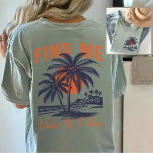 Beach Summer Tropical T-shirt Comfort Colors Back Design Beachwear Island Distressed Vintage Style Graphic Top Travel Vacation Sunset Shirt