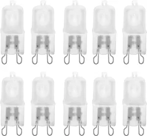 G9 Halogen Light Bulbs 50W 120V, Frosted T4 JCD Loop Pin Base, Dimmable Soft Warm Light, Diffused Capsule for Chandelier, Pendant & Appliance Use, 10-Pack