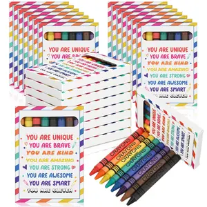 24/48 Pack End of School Year Gifts for Students Bulk, 8 Different Color Crayons Inspirational Quotes Boxes, Waterproof Crayon School Supplies for Preschool Kindergarten Graduation Gifts Classroom Party Favor Goodie Bag Stuffer Class Gifts Sped Rewards