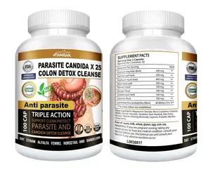 Parasite Candida X25 Colon Detox Cleanse Natural Herbal Supplement 100 Capsules