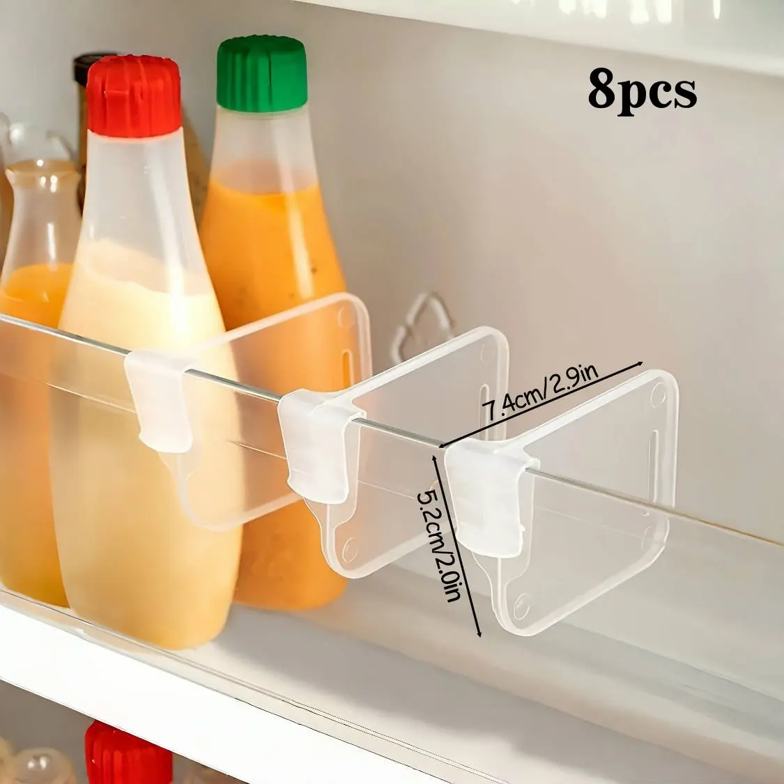 8-Piece Multifunctional Refrigerator Side Door Dividers, Thick Transparent Kitchen Storage Segments, Space Organization Essential, Fridge Storage Organizer Set
