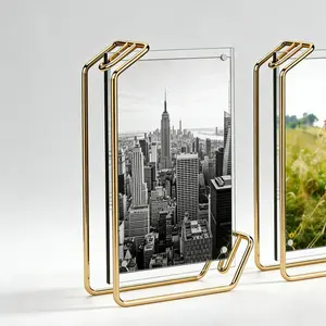 1pc 6 Inch L Metal Photo Frame, Home Bedroom Display Frame, Simple Iron Art Multi-Functional Picture Stand, Suitable for Home Learning Cafe Displays, Geometric Frame, Sturdy Metal Frame