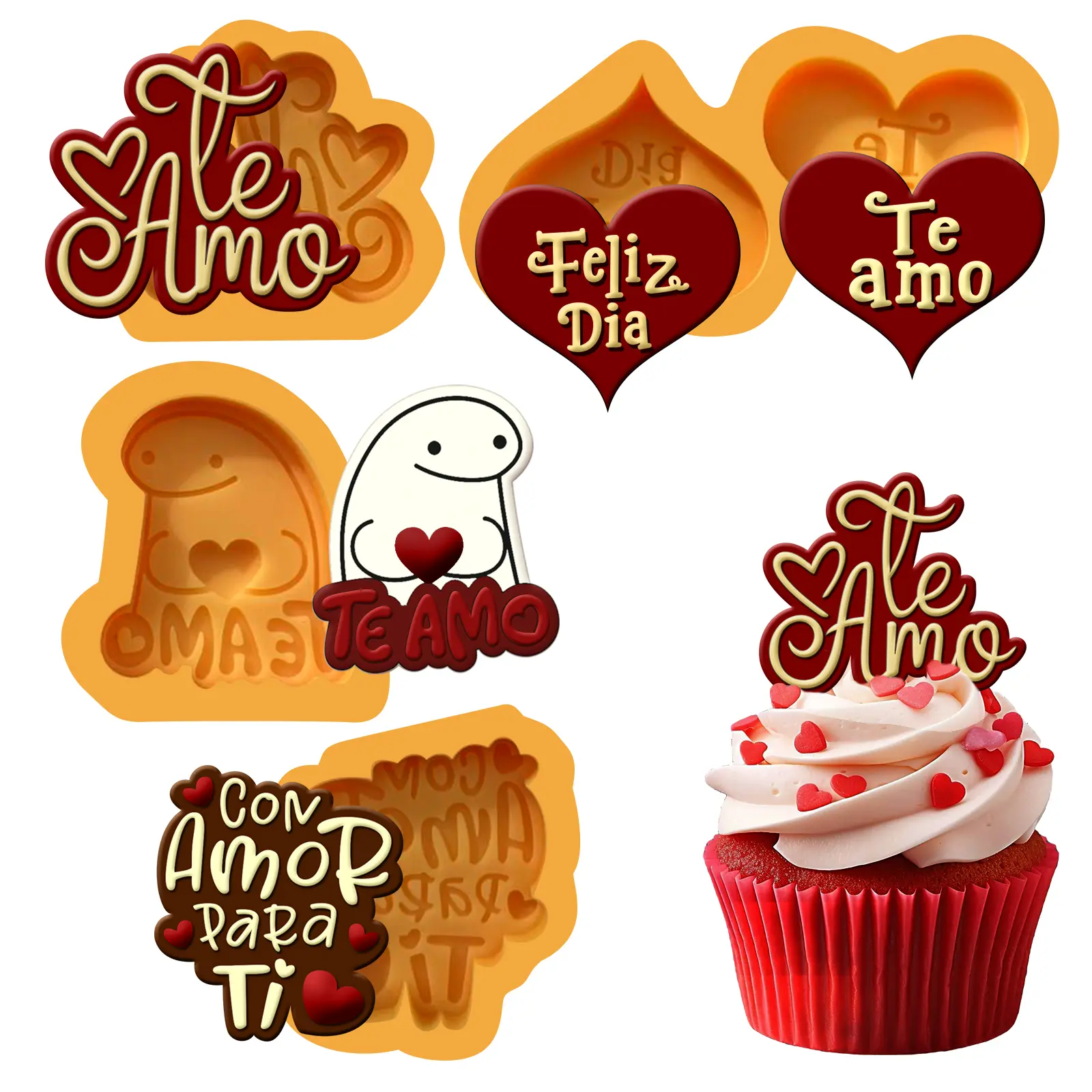 4 piezas Te Amo Chocolate mold SET - SET8