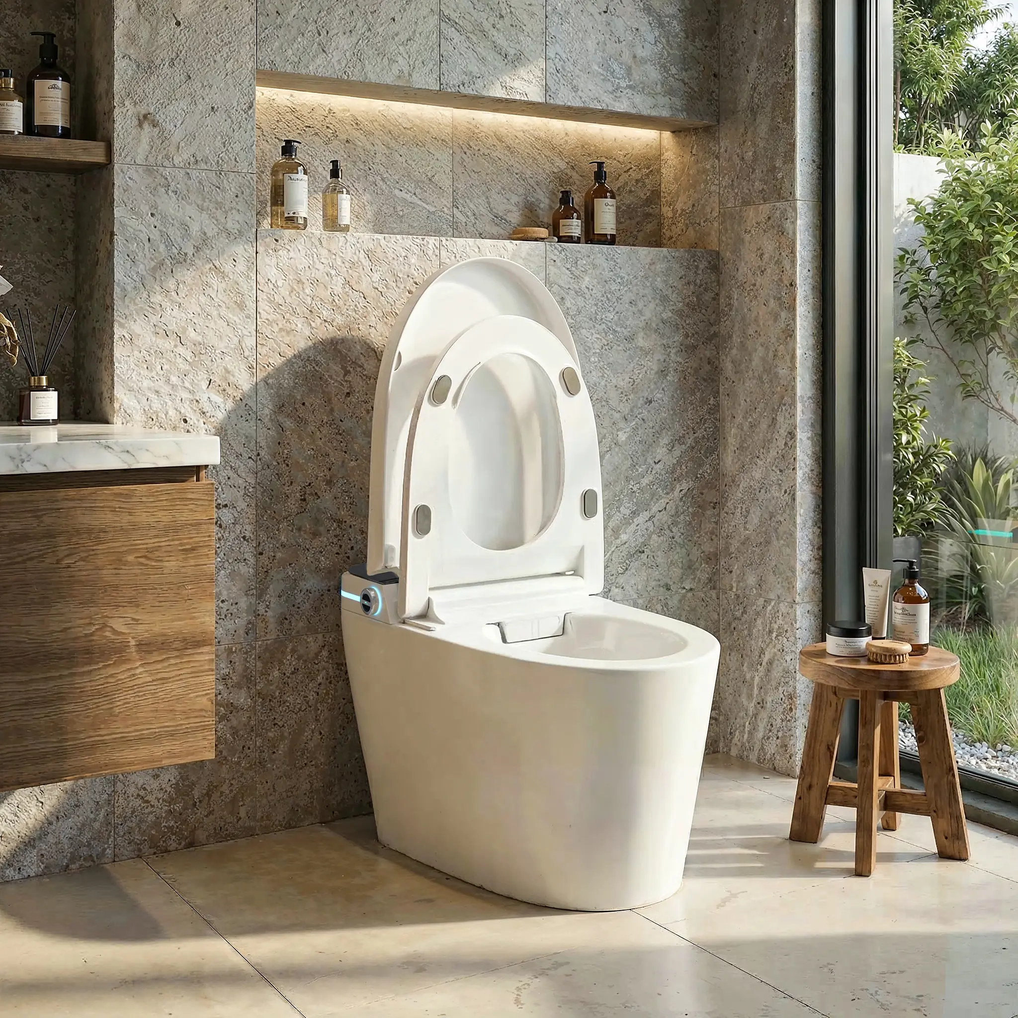 FUFU&GAGA Modern Smart Bidet Toilet with Remote Control, Radar Auto Flush, Massage Washing, Energy Saving Mode, GFCI Leakage Protection