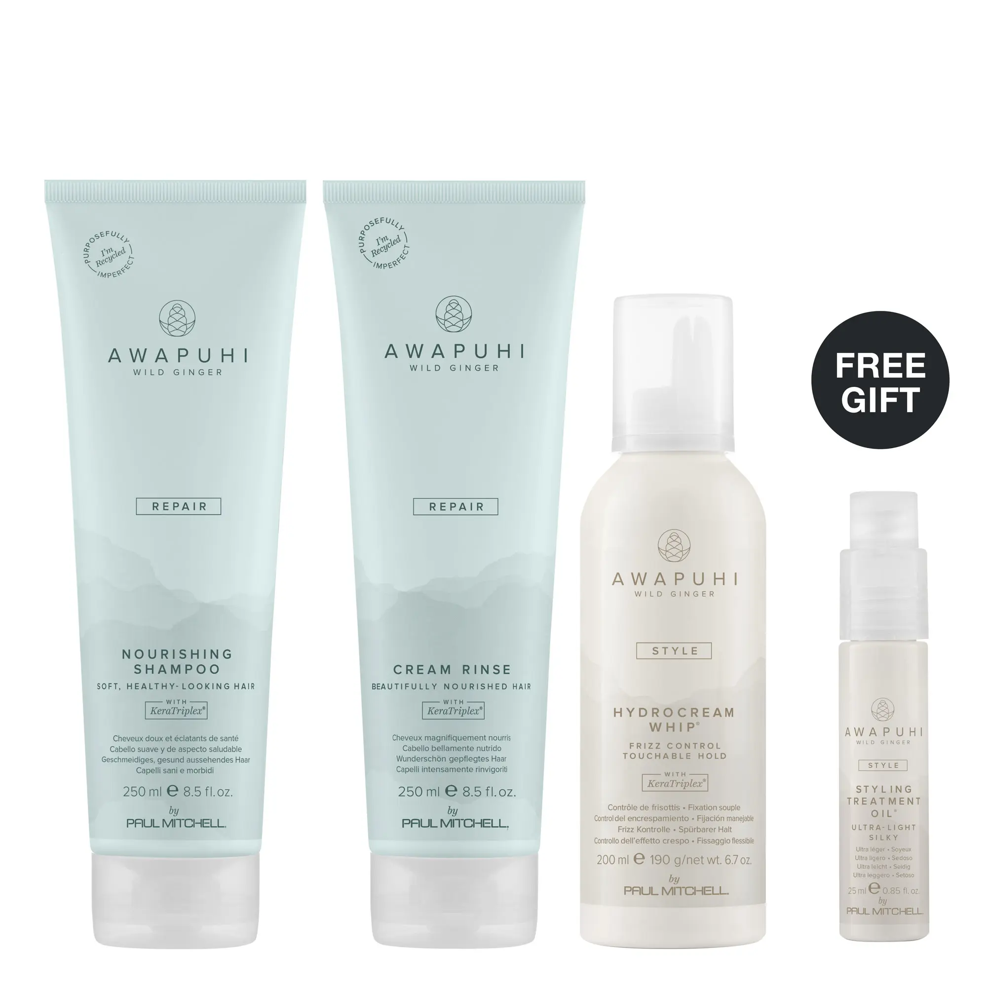 Break The Mold Curl Revival Trio – Awapuhi Wild Ginger Nourishing Shampoo, Cream Rinse and HydroCream Whip Mousse Bundle with FREE Hair Oil*