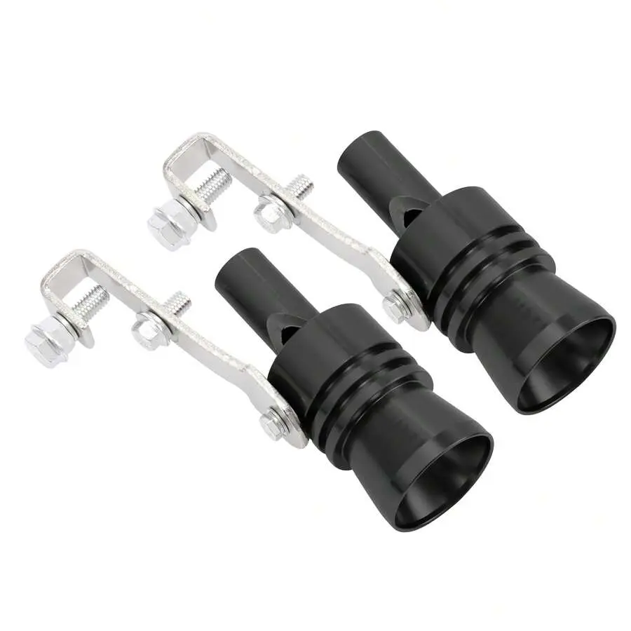 2PCS XL Aluminum Alloy Universal Turbo Sound Exhaust Muffler Pipe Whistle for Car and Motorcycle, Turbo Roar Maker (Black)