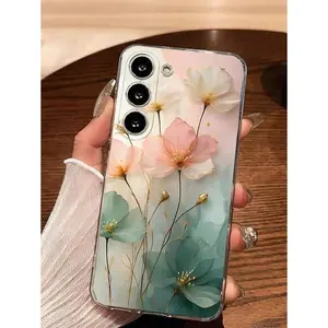 1pc Fashionable White Metal Flower Transparent Soft Protective Phone Case Compatible With Samsung Galaxy A04e/12/A13/A14/A34/A50/A52/A53/A54/S21/S22/S23/S24/S25/S25Ultra Waterproof Shockproof Anti-Fall Scratch Resistant